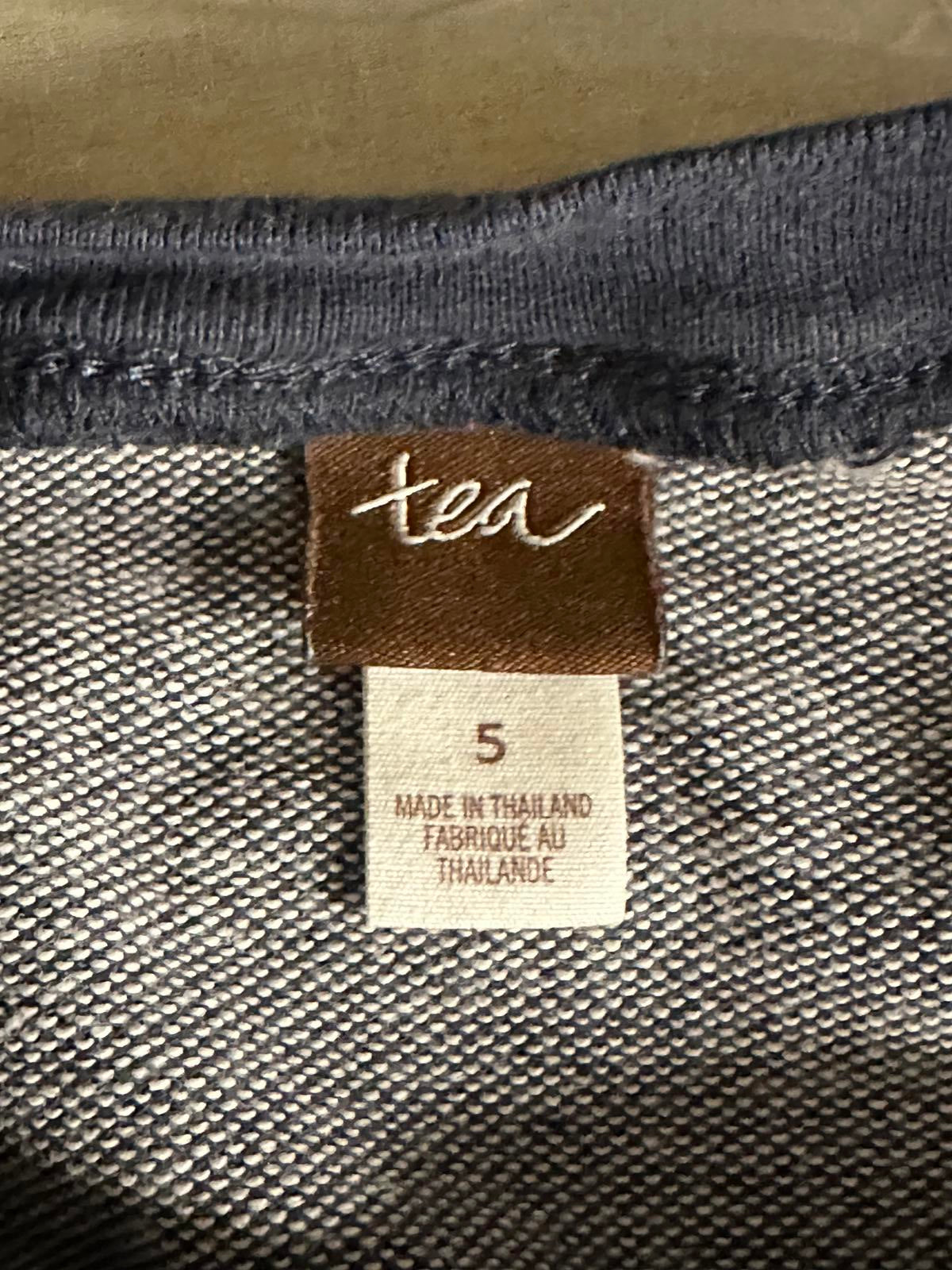 tea Collection chambray blue cotton embroidered floral skull knit tunic dress 5