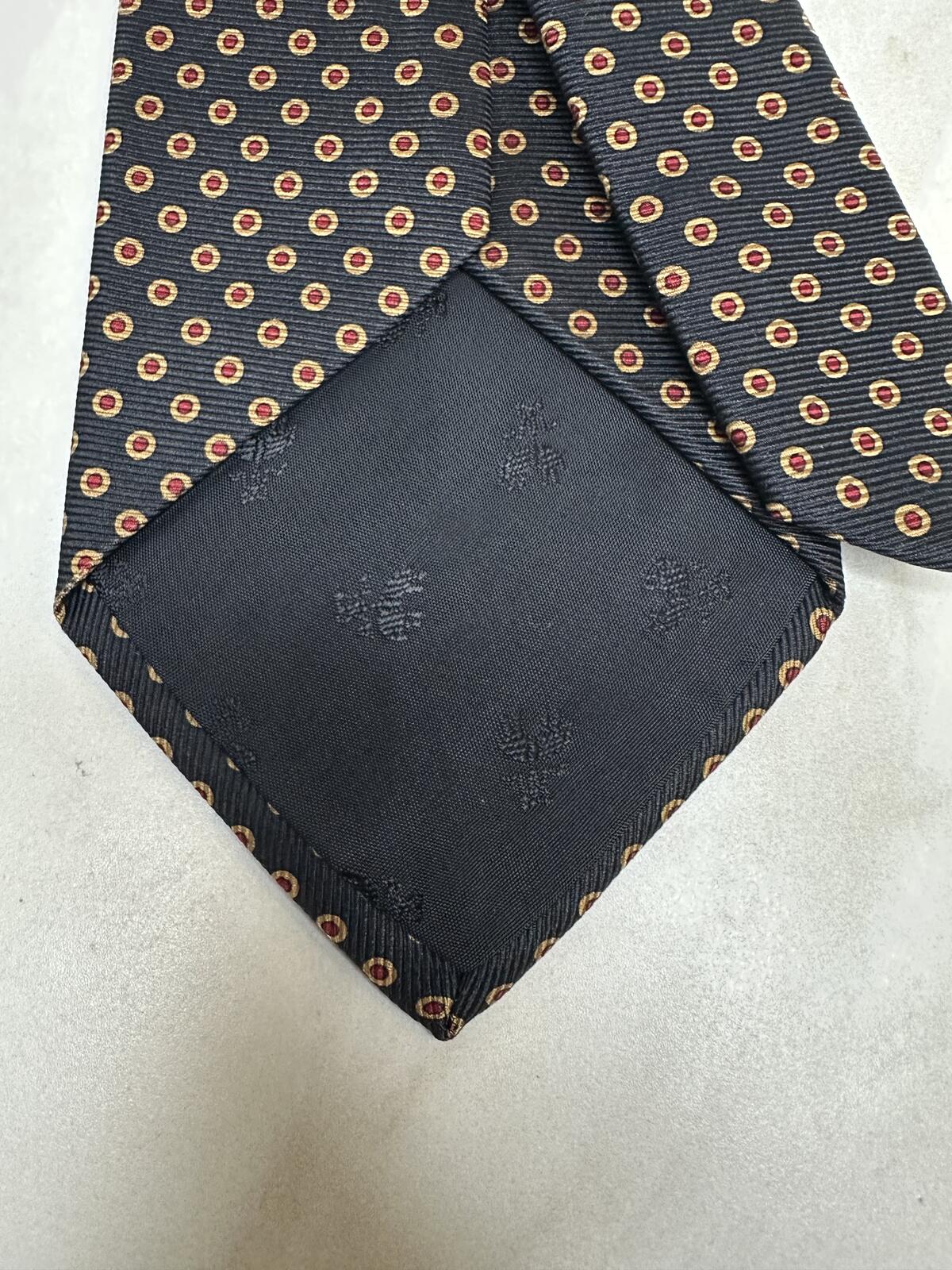 Brooks Brothers Makers Men's tie 100% Italian silk navy geometric dot classic