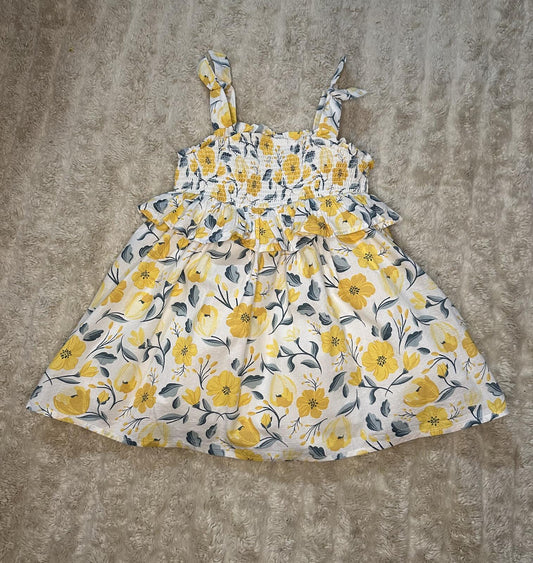 Cupcakes and Cashmere yellow/white floral tie straps smocked cotton sundress 18M