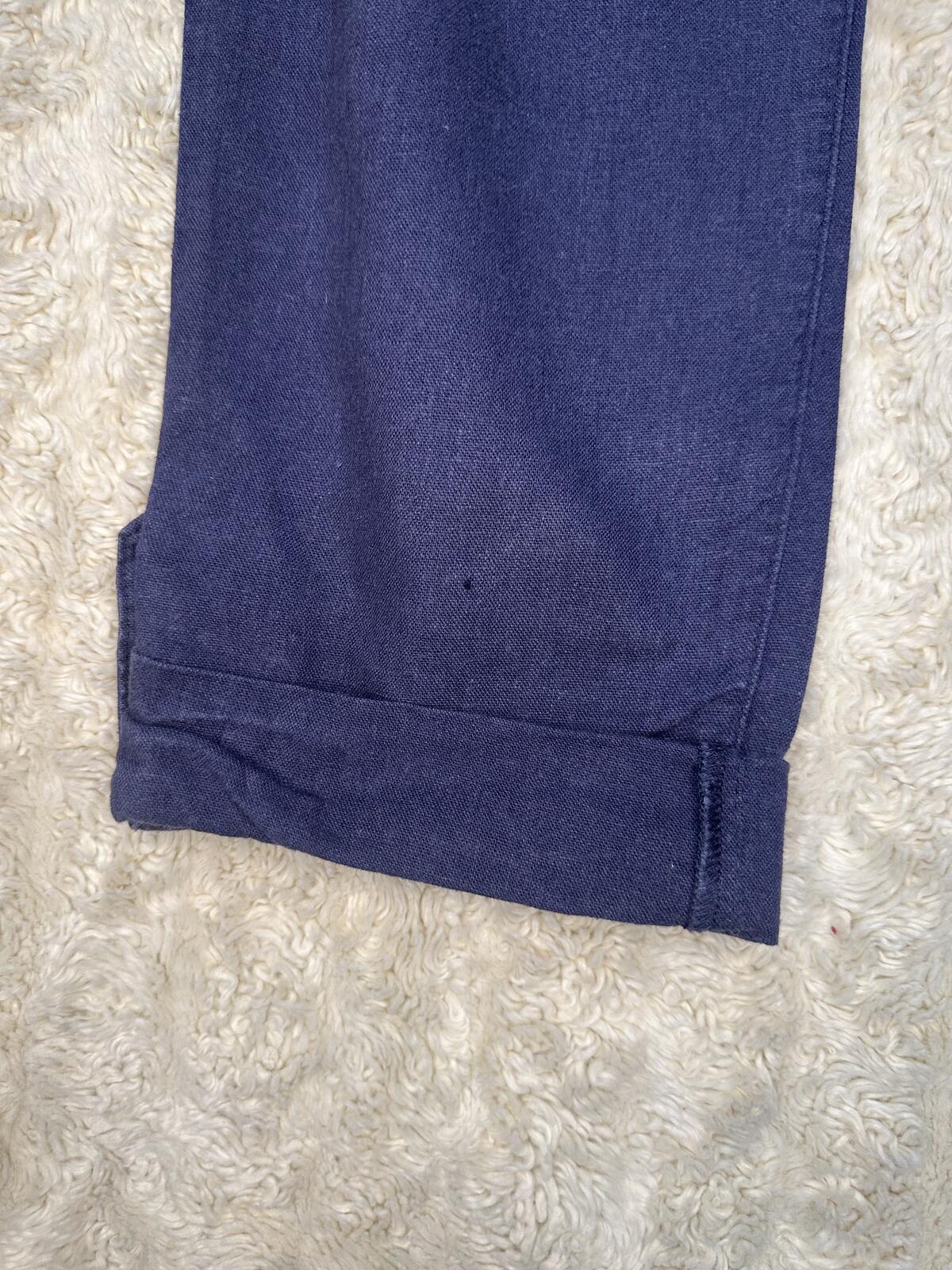 Roxy coastal washed navy linen-blend lightweight drawstring capri pants Size XS