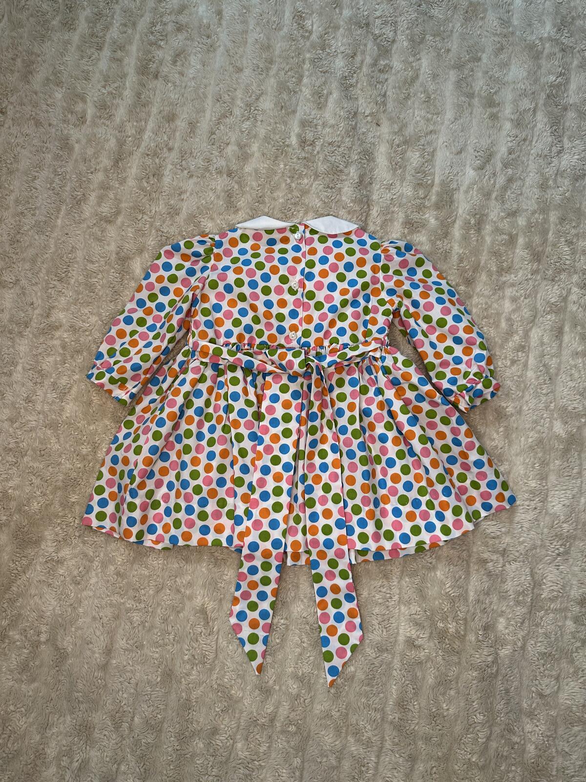 Beaufort Bonnet Company 'Dottie' polka-dot Peter Pan collar smocked dress 12M