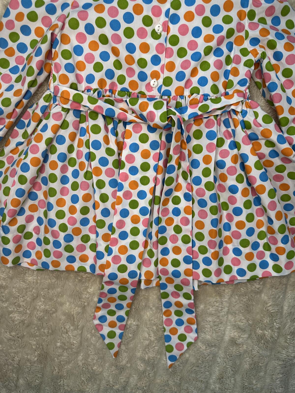 Beaufort Bonnet Company 'Dottie' polka-dot Peter Pan collar smocked dress 12M