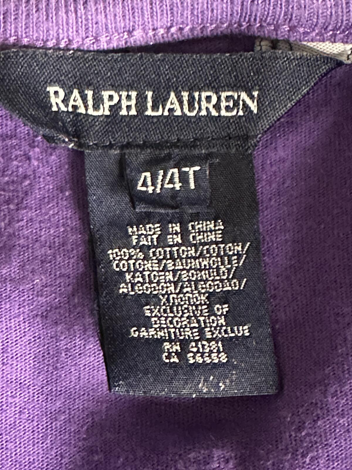 Ralph Lauren Girls cotton short sleeve t-shirt Size 4/4T purple classic preppy