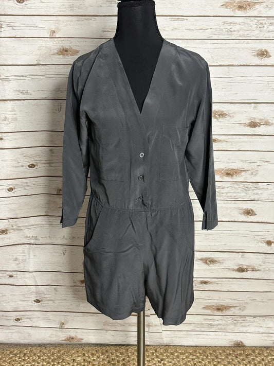Anthropologie Twelfth Street Cynthia Vincent 100% silk romper Size Petite grey minimalist