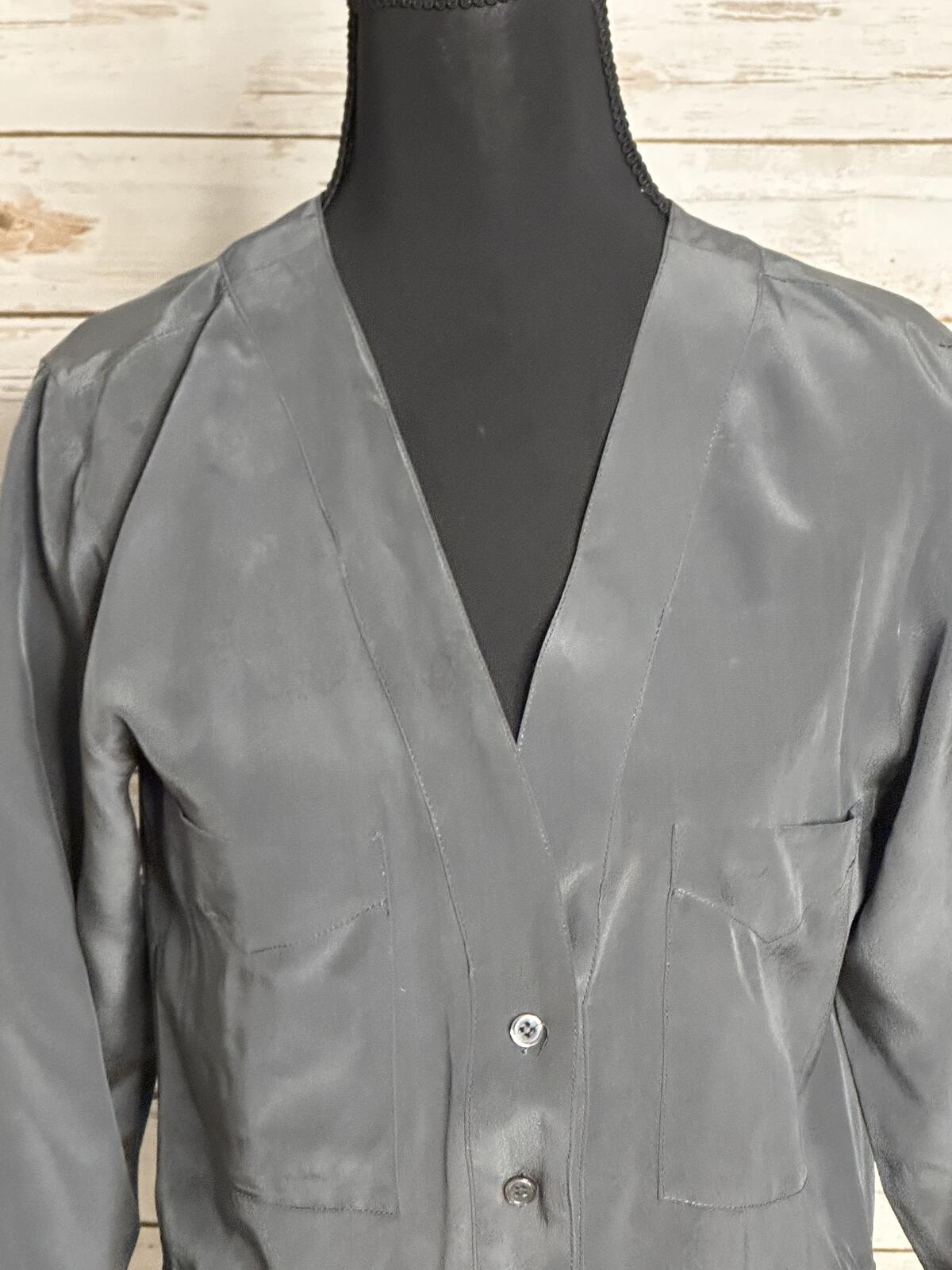 Anthropologie Twelfth Street Cynthia Vincent 100% silk romper Size Petite grey minimalist