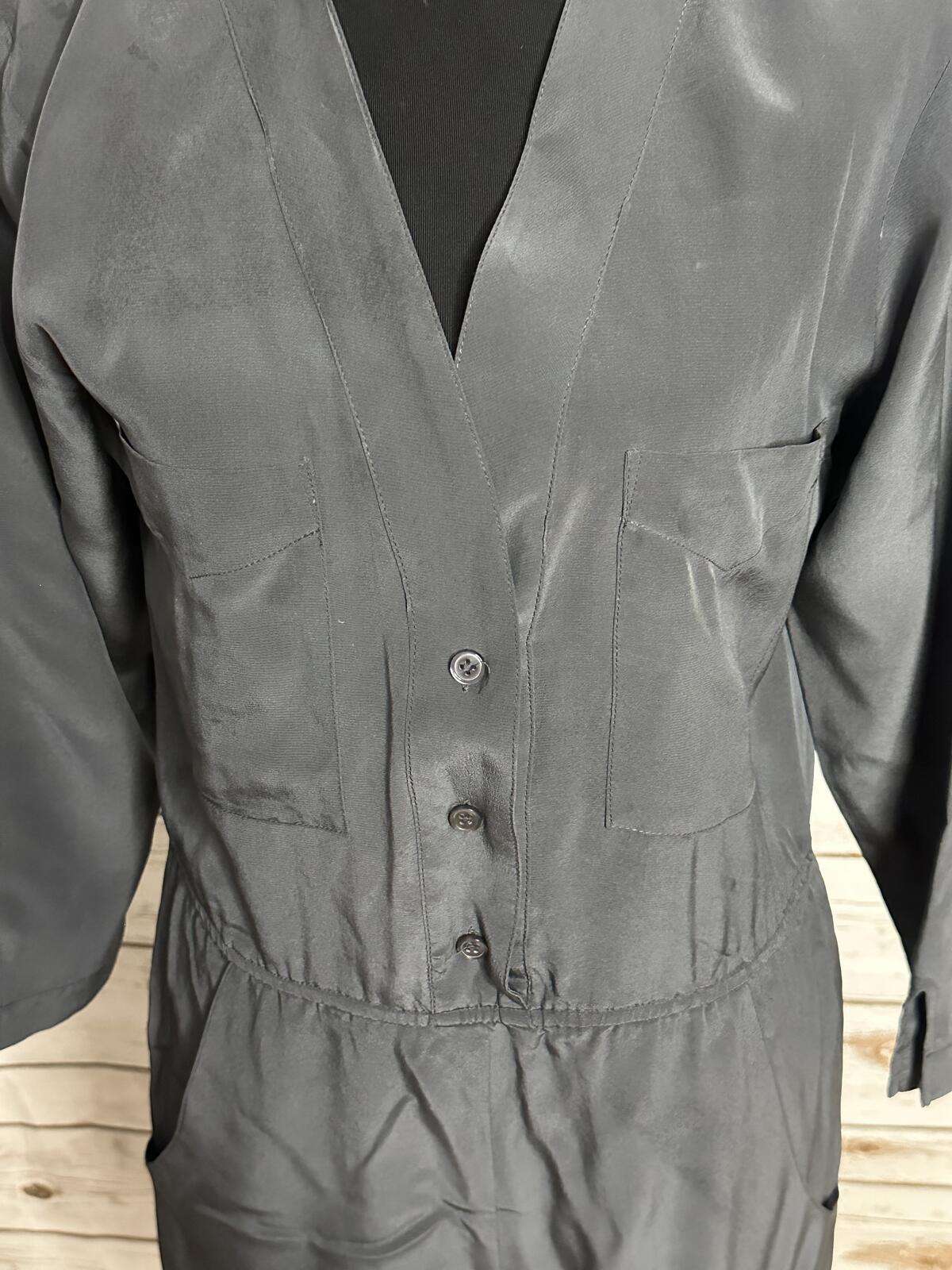 Anthropologie Twelfth Street Cynthia Vincent 100% silk romper Size Petite grey minimalist