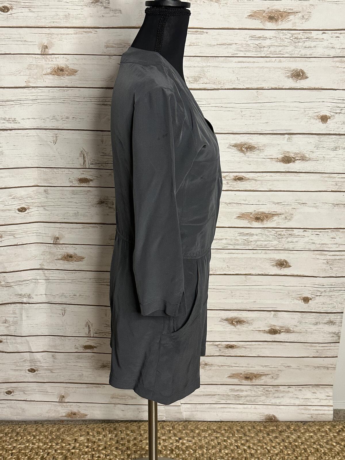 Anthropologie Twelfth Street Cynthia Vincent 100% silk romper Size Petite grey minimalist