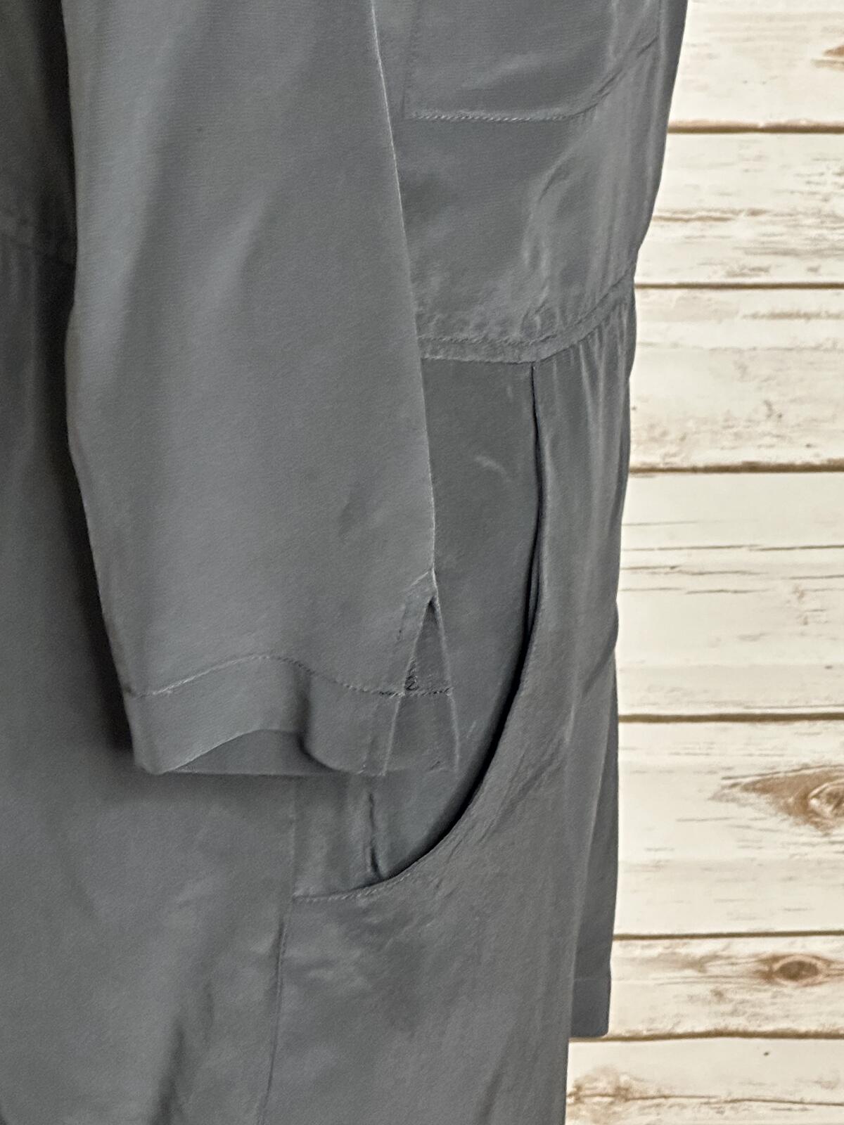 Anthropologie Twelfth Street Cynthia Vincent 100% silk romper Size Petite grey minimalist