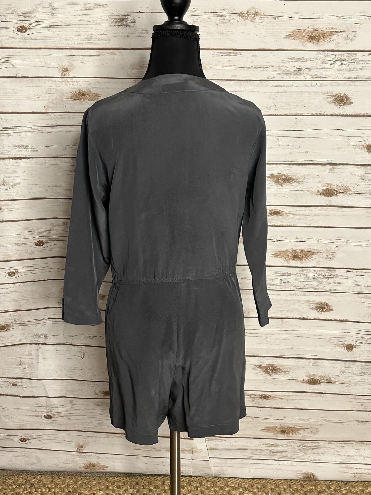 Anthropologie Twelfth Street Cynthia Vincent 100% silk romper Size Petite grey minimalist
