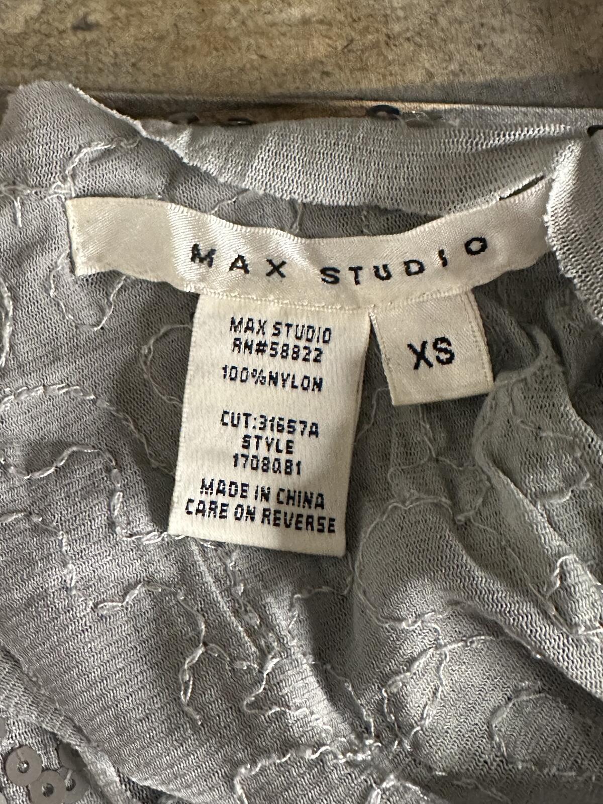 Max Studio silver sequined racerback tunic tank/mini dress Size XS glam festive