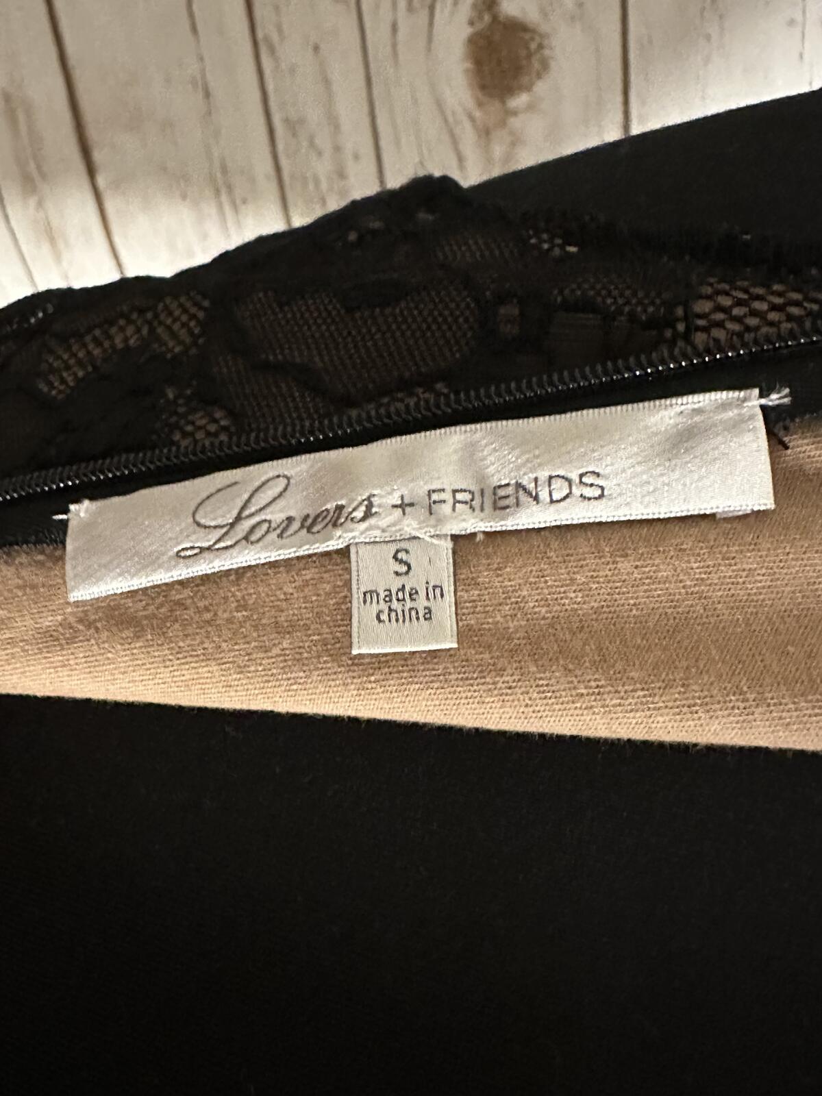 Lovers+Friends black floral lace bodycon dress Small nude illusion whimsigoth