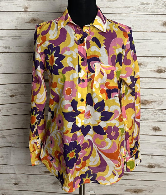 J.Crew Collection multicolored floral popover shirt Size 2 cotton mod dopemine