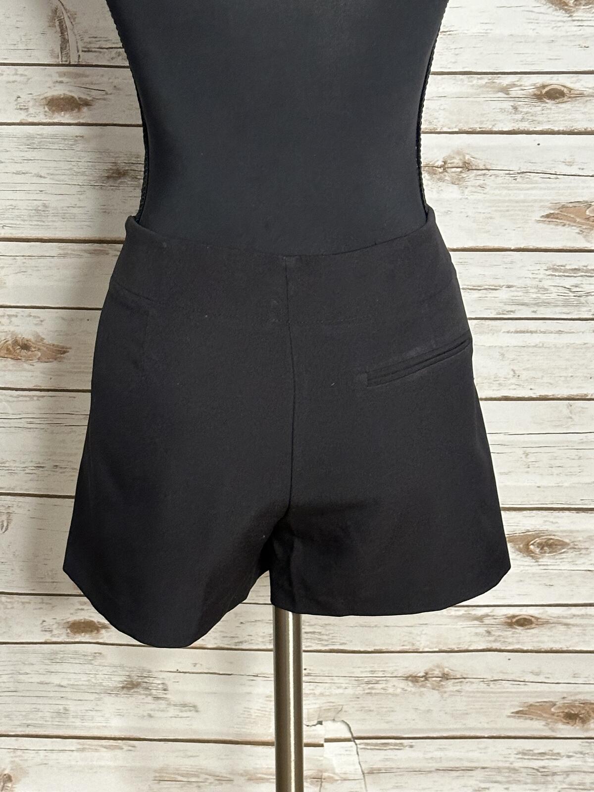 Zara Basic black pearl embellished wrap-style skort XS minimalist modern classic