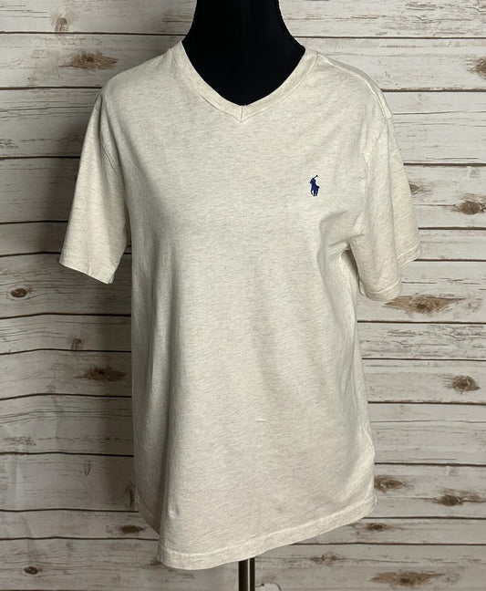 Polo Ralph Lauren cream cotton short sleeve V-neck t-shirt Youth L (14-16)