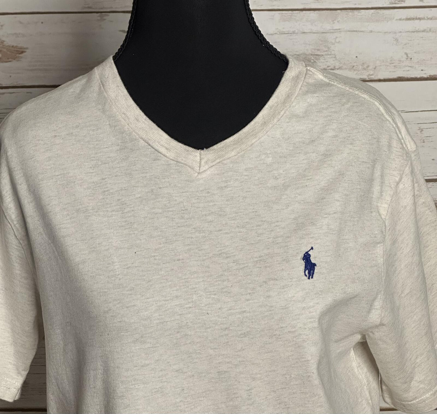 Polo Ralph Lauren cream cotton short sleeve V-neck t-shirt Youth L (14-16)