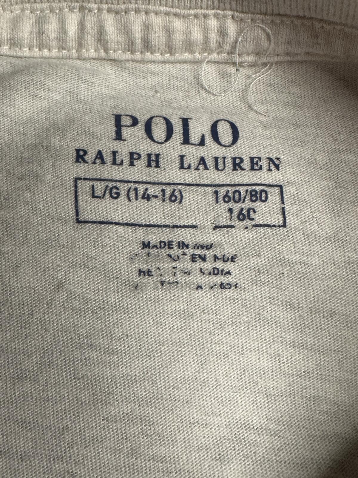 Polo Ralph Lauren cream cotton short sleeve V-neck t-shirt Youth L (14-16)