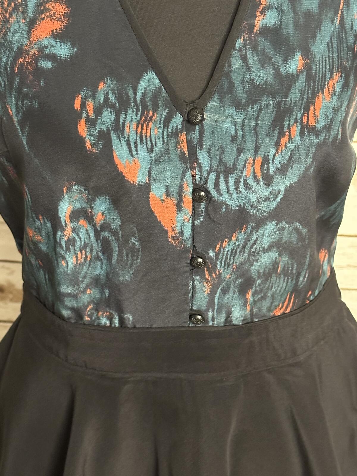 Marchesa Voyage silk peplum midi sheath dress Size 2 black