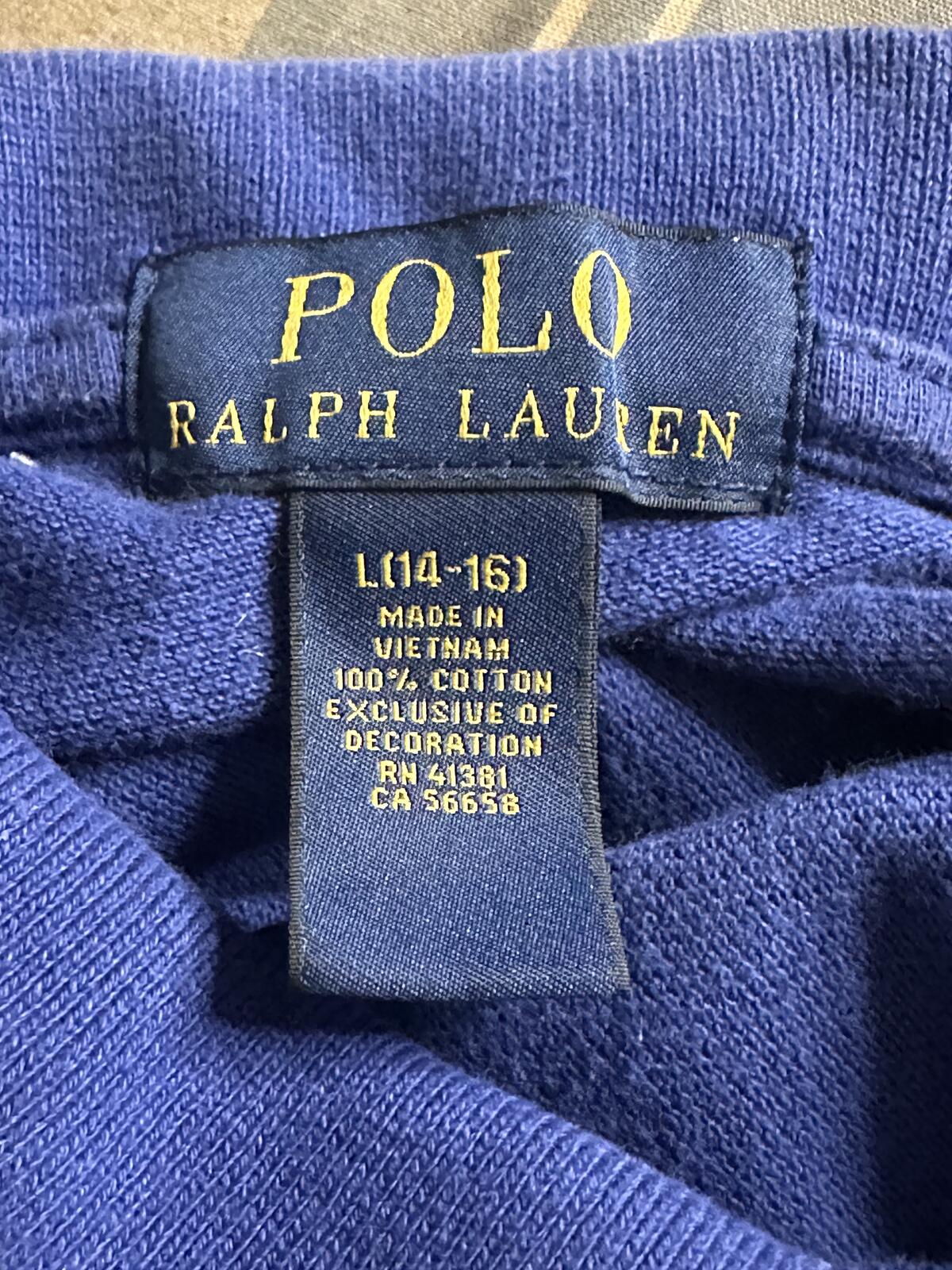 Polo Ralph Lauren blue cotton short sleeve polo shirt Size Youth L(14-16) preppy
