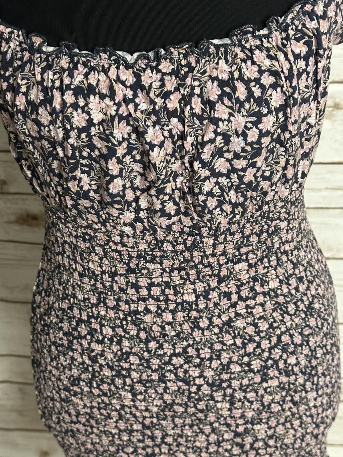 Wild Fable floral smocked milkmaid mini dress Small ditsy floral bodycon