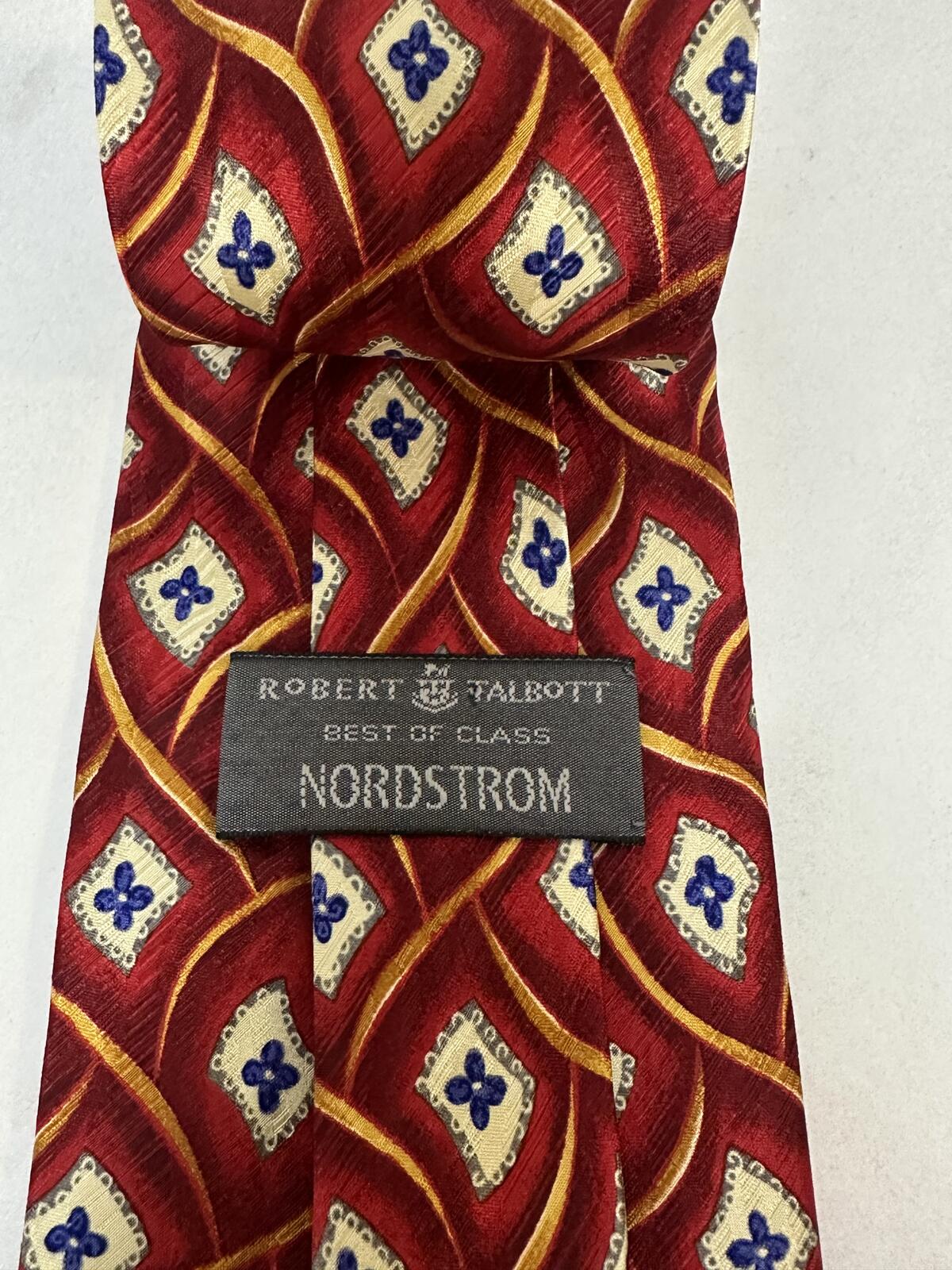 Vintage Robert Talbott Best of Class silk tie red/cream/blue bold geometric