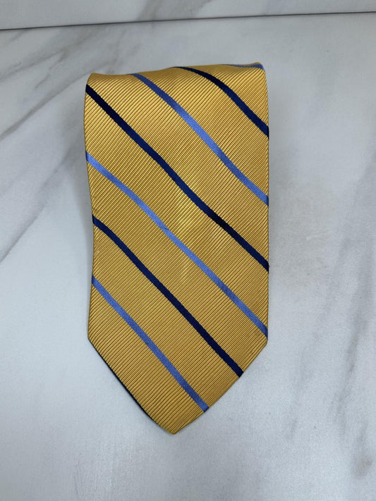 Brooks Brothers Makers silk/cotton tie gold repp diagonal stripe classic preppy