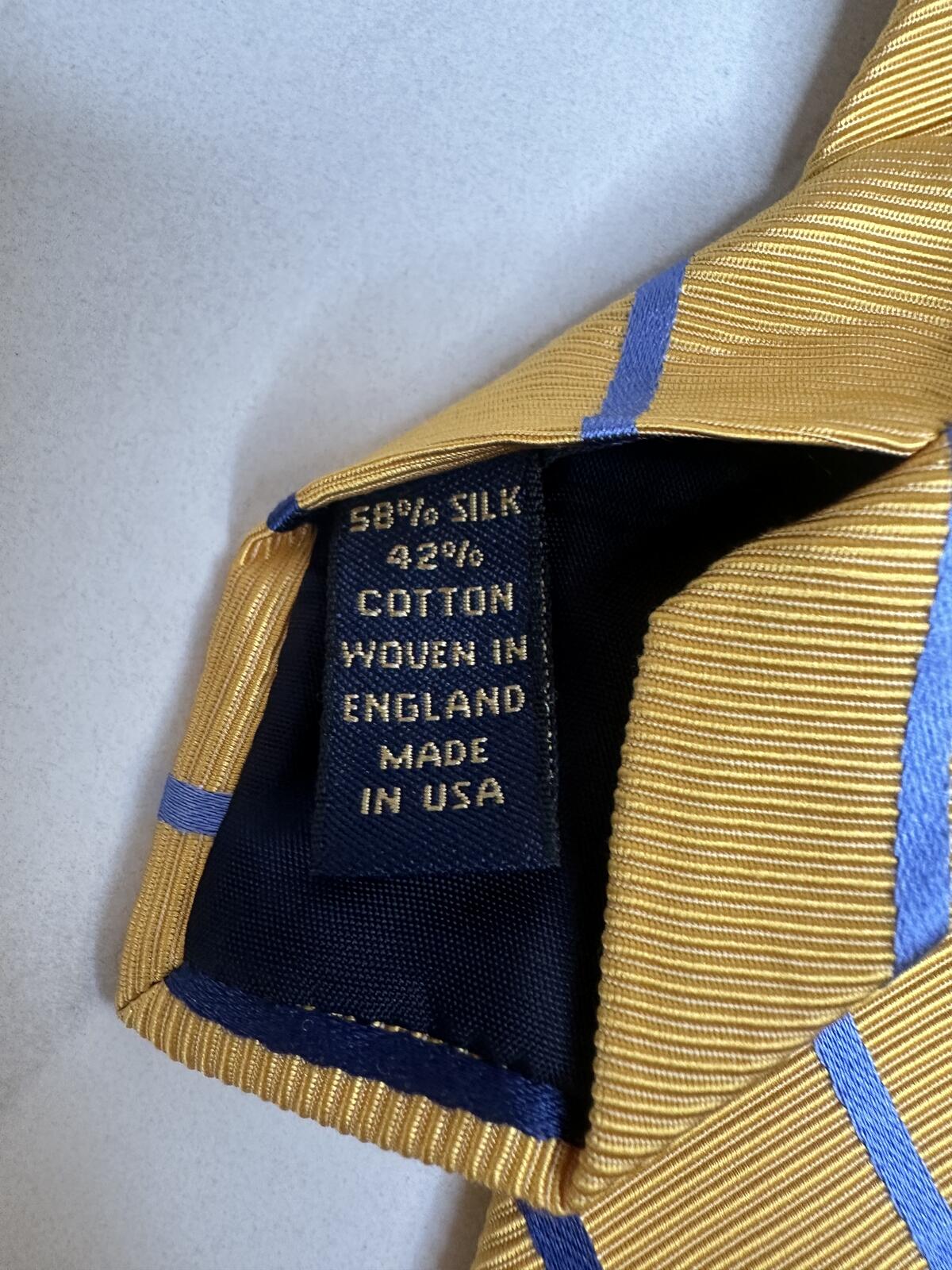 Brooks Brothers Makers silk/cotton tie gold repp diagonal stripe classic preppy