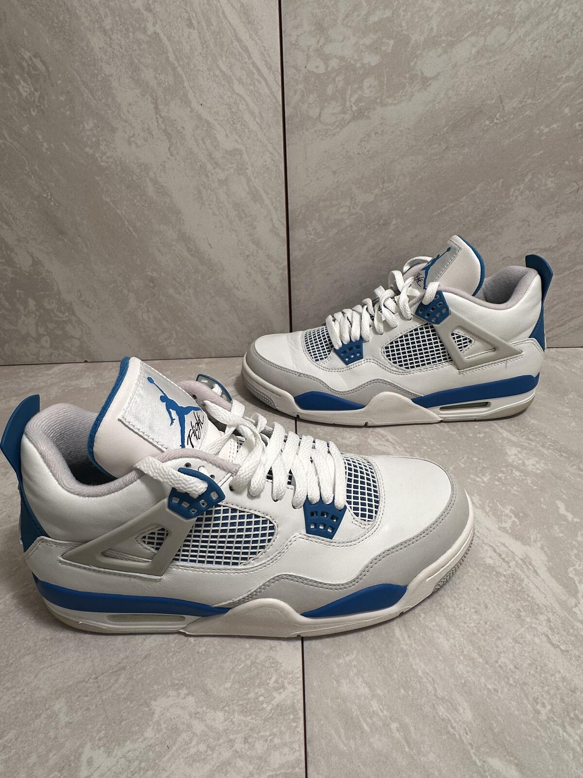 Nike Air Jordan 4 Retro White Military Blue Men's 9 sneakers Style 308497-105
