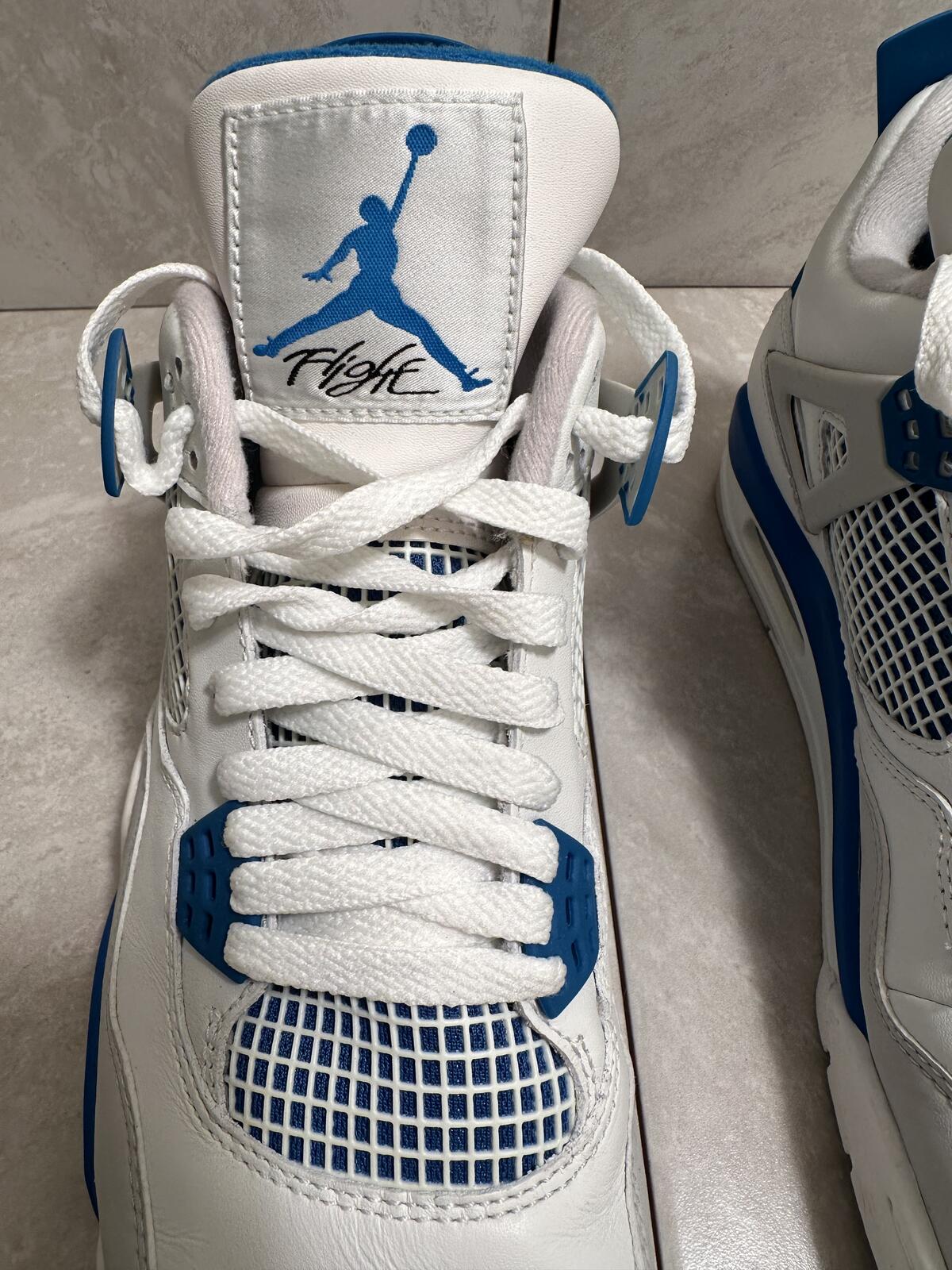 Nike Air Jordan 4 Retro White Military Blue Men's 9 sneakers Style 308497-105