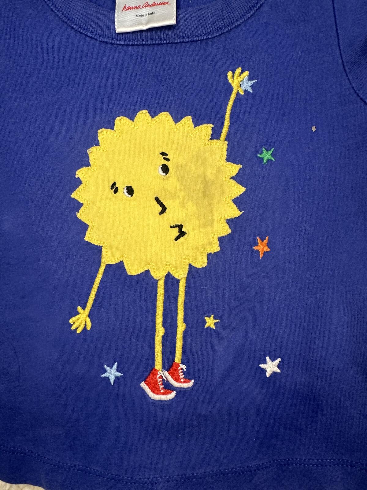 Hanna Andersson Sun and Stars graphic cotton t-shirt Size 12-18M blue whimsical