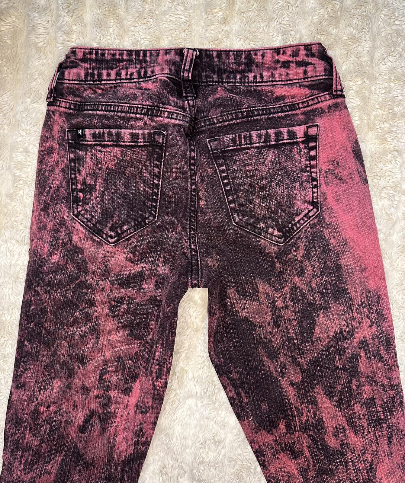Lovesick The Skinny denim jeans Size 0 pink/black acid wash punk grunge emo