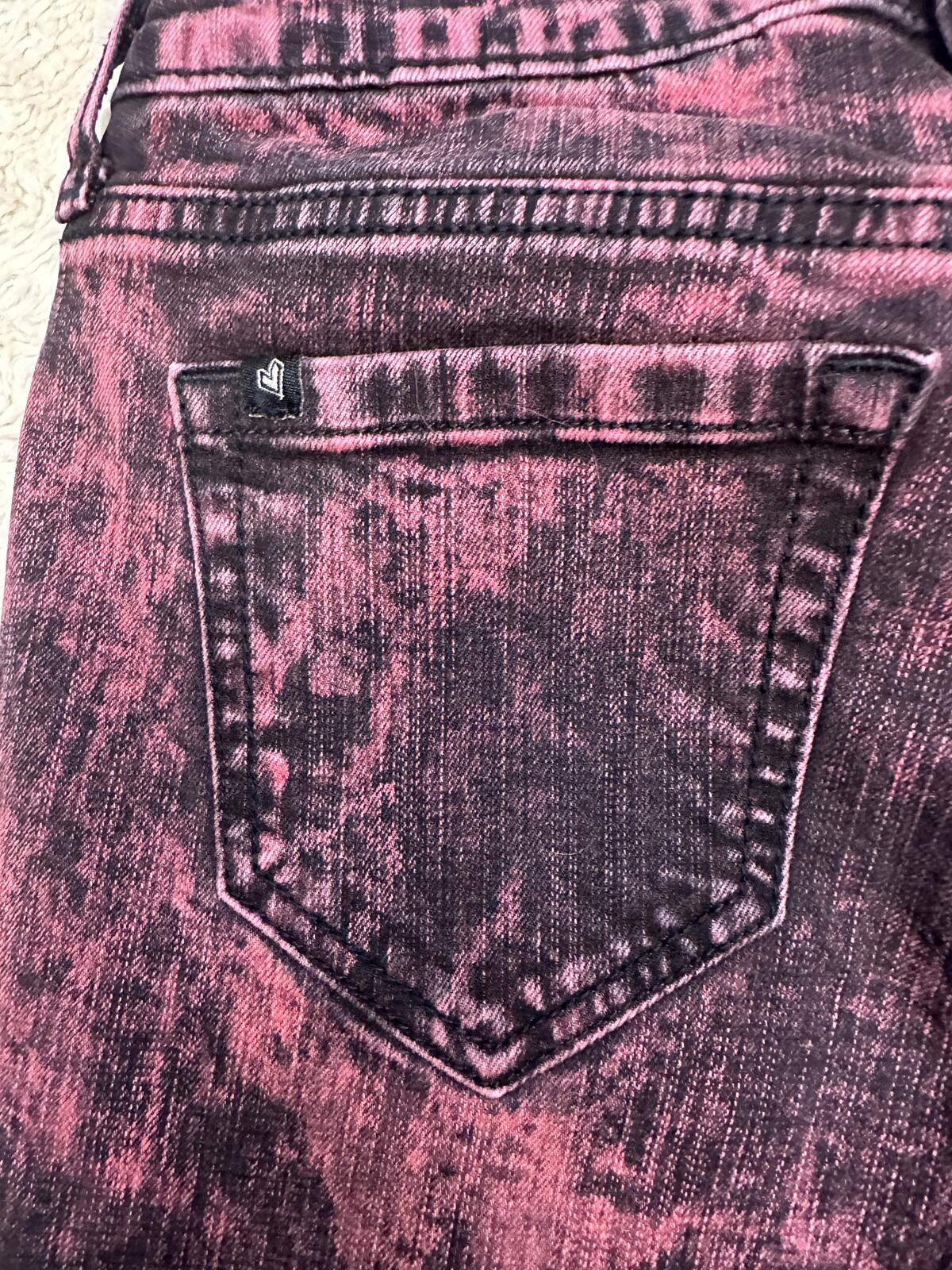 Lovesick The Skinny denim jeans Size 0 pink/black acid wash punk grunge emo