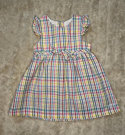 OshKosh Girl's multicolored plaid seeksucker dress Size 18M rainbow cottagecore