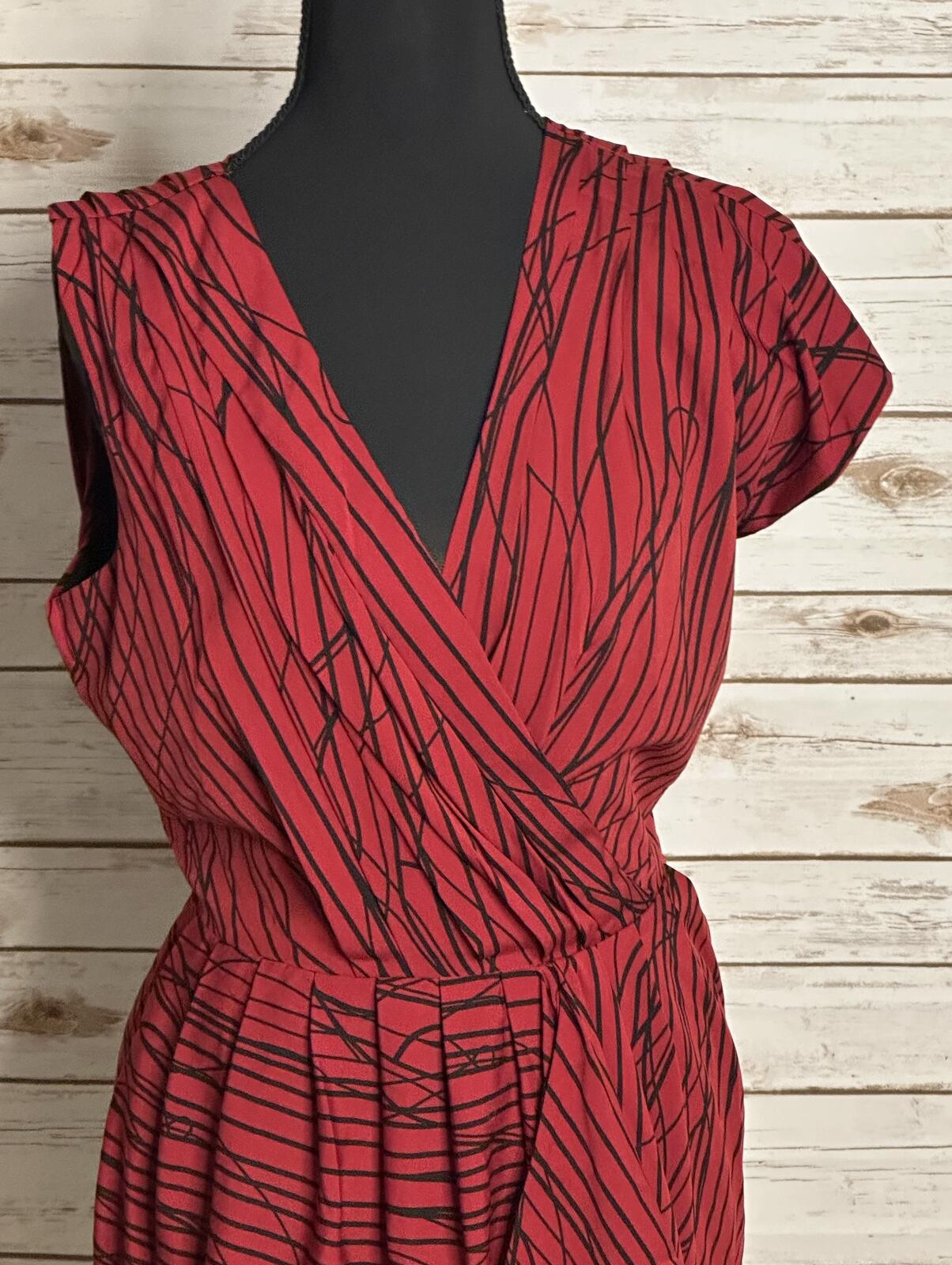 W118 by Walter Baker wrap-style cocktail dress Small red black abstract striped
