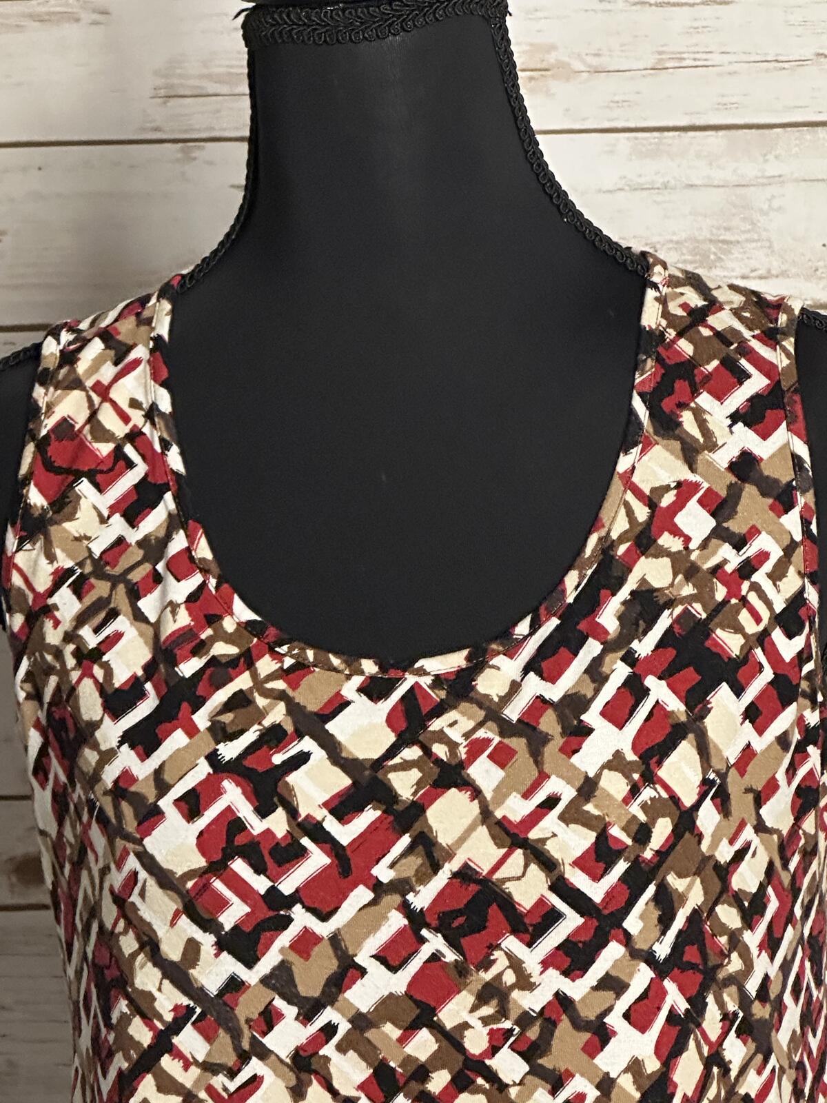 J. Jill Wearever Collection sleeveless tank top XS abstract geometric red black