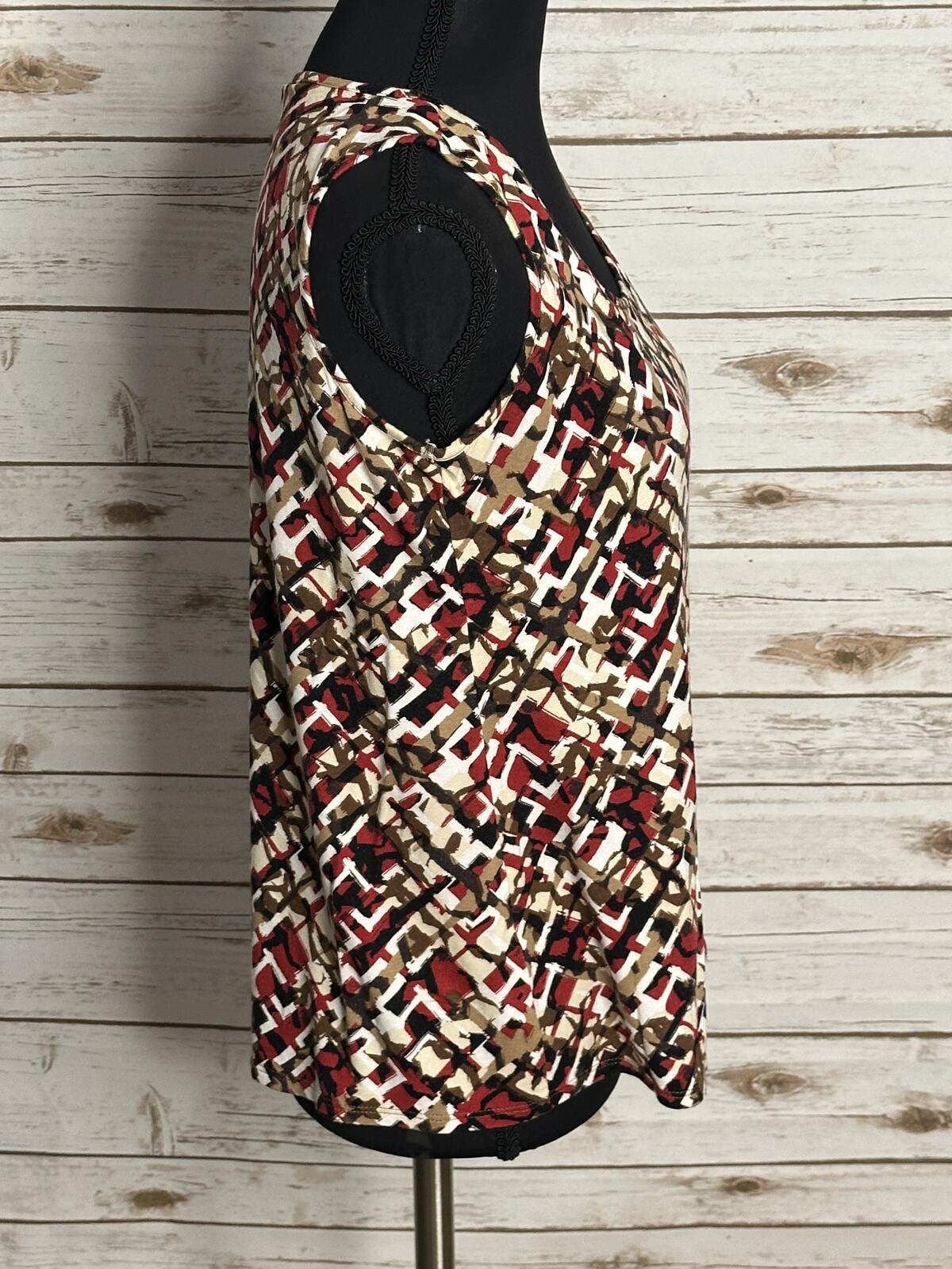 J. Jill Wearever Collection sleeveless tank top XS abstract geometric red black