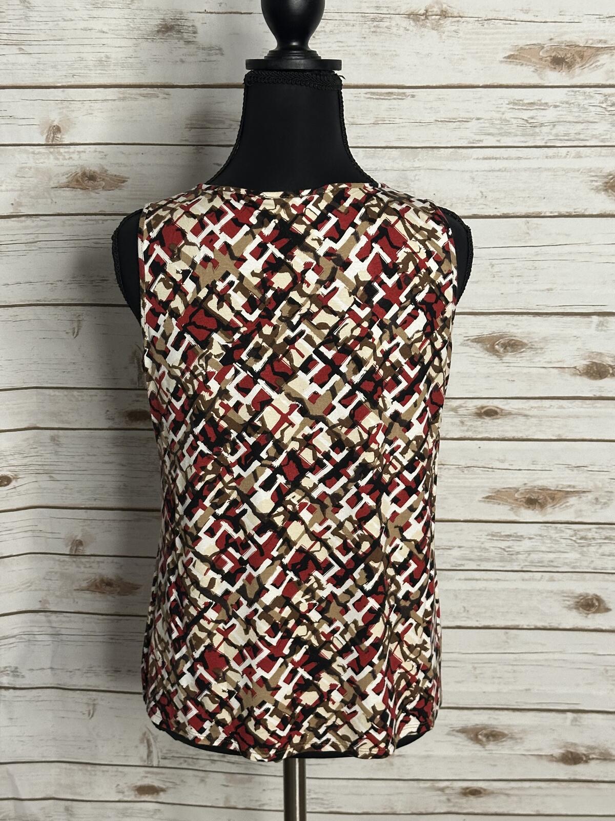 J. Jill Wearever Collection sleeveless tank top XS abstract geometric red black