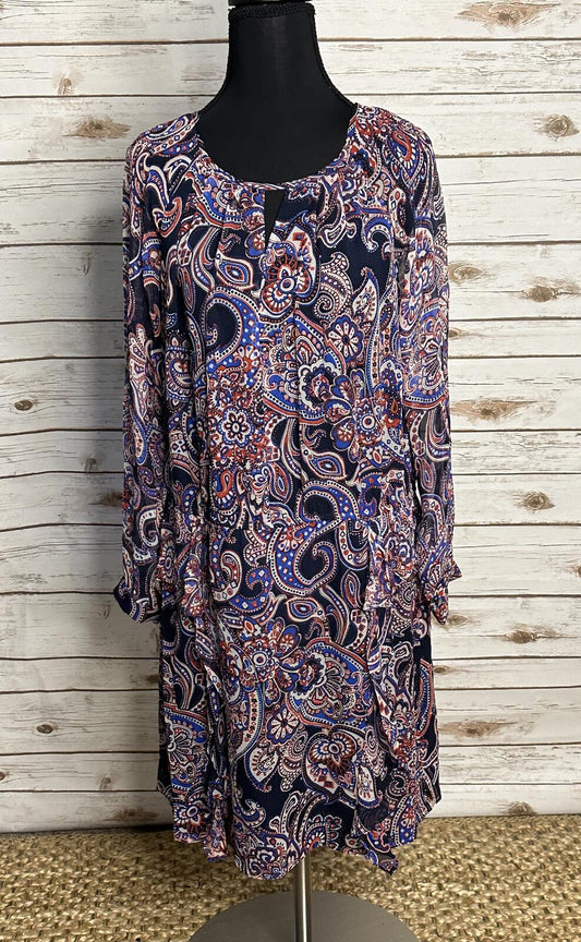 Shoshanna 100% silk shift dress Size 6 multicolored paisley long sleeves boho
