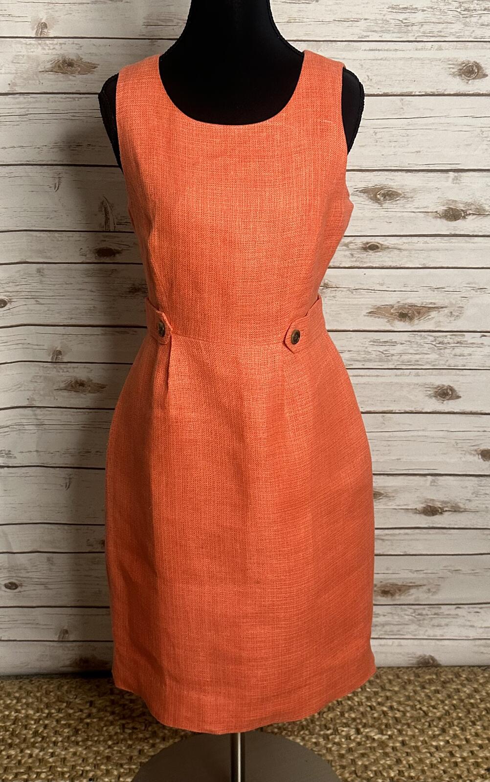 J.Crew Attache linen-blend sheath dress Size 6 coral midi