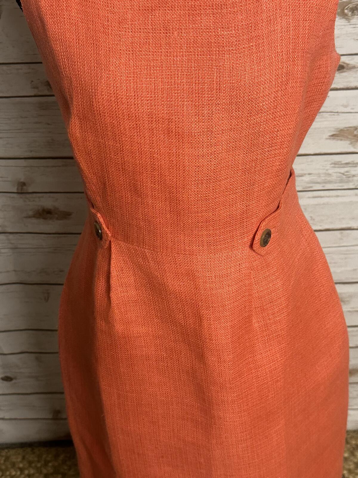 J.Crew Attache linen-blend sheath dress Size 6 coral midi