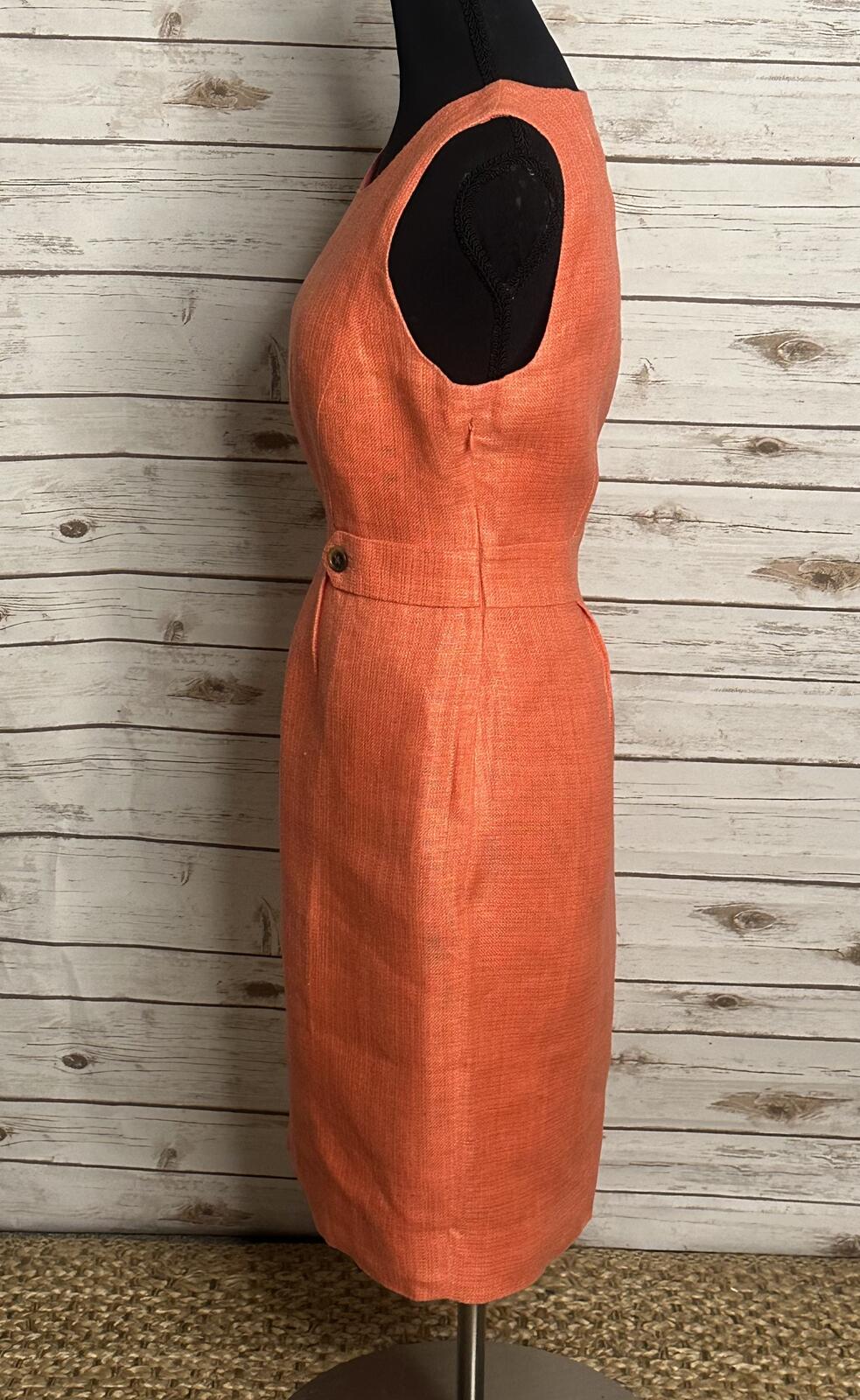 J.Crew Attache linen-blend sheath dress Size 6 coral midi