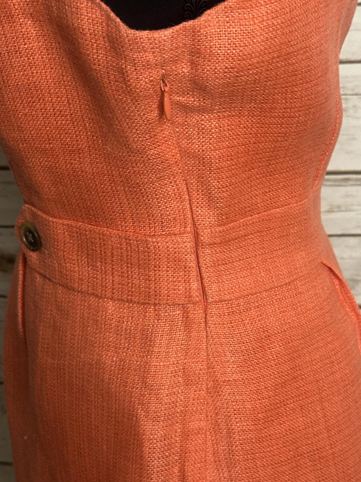 J.Crew Attache linen-blend sheath dress Size 6 coral midi