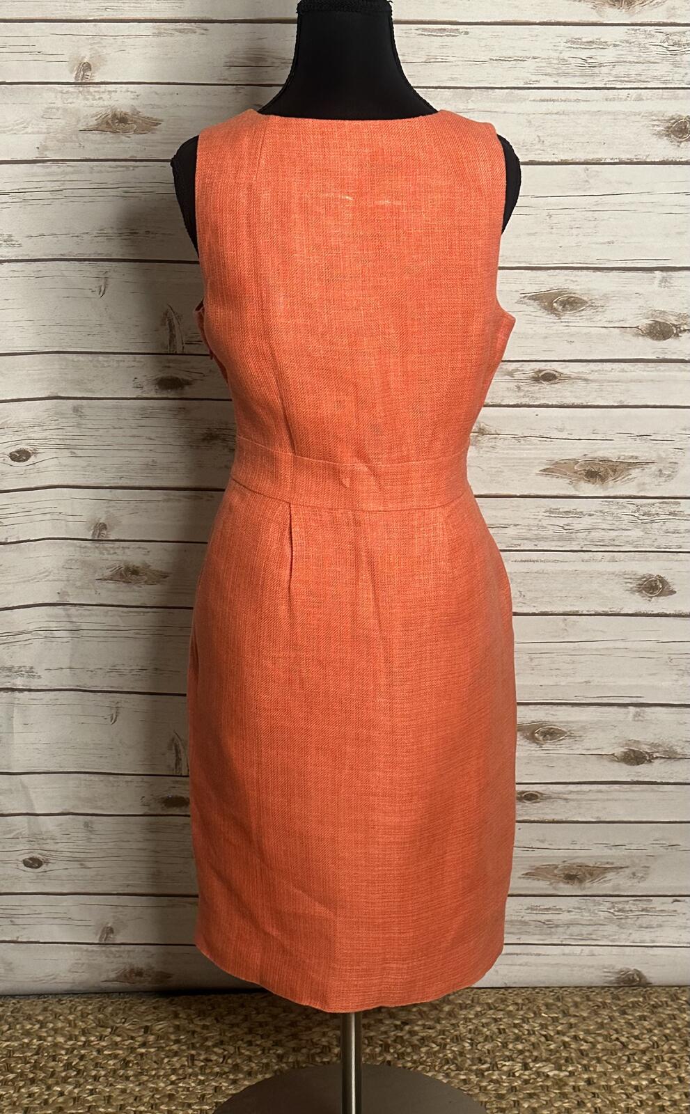 J.Crew Attache linen-blend sheath dress Size 6 coral midi