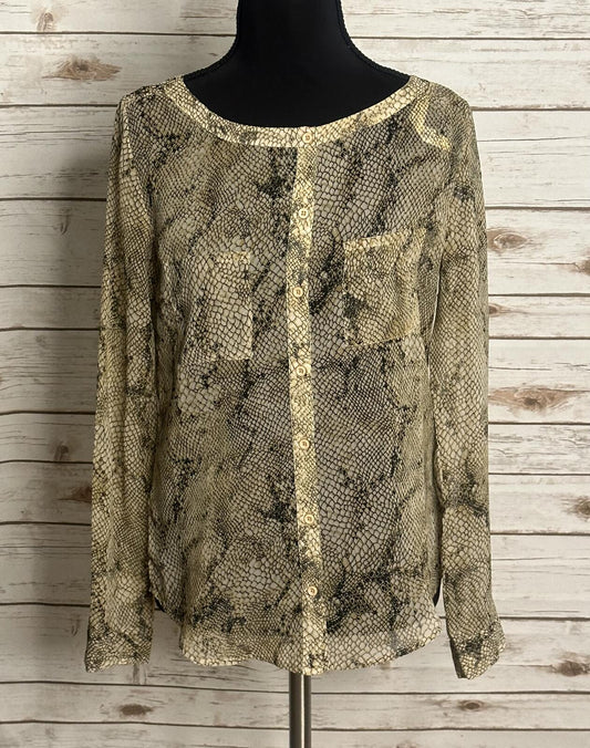 Urban Outfitters Ecote silk blouse Size XS snakeprint long sleeve button-up