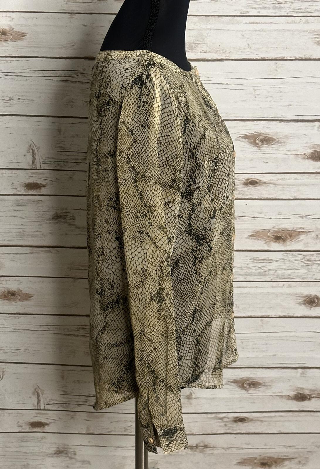 Urban Outfitters Ecote silk blouse Size XS snakeprint long sleeve button-up