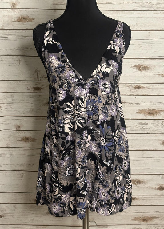 Free People Jump and Jive minidress Size 8 grey purple floral whimsigoth grunge