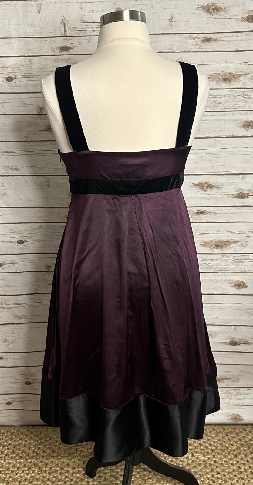 Banana Republic whimsigoth purple/black silk and velvet babydoll dress Size 14