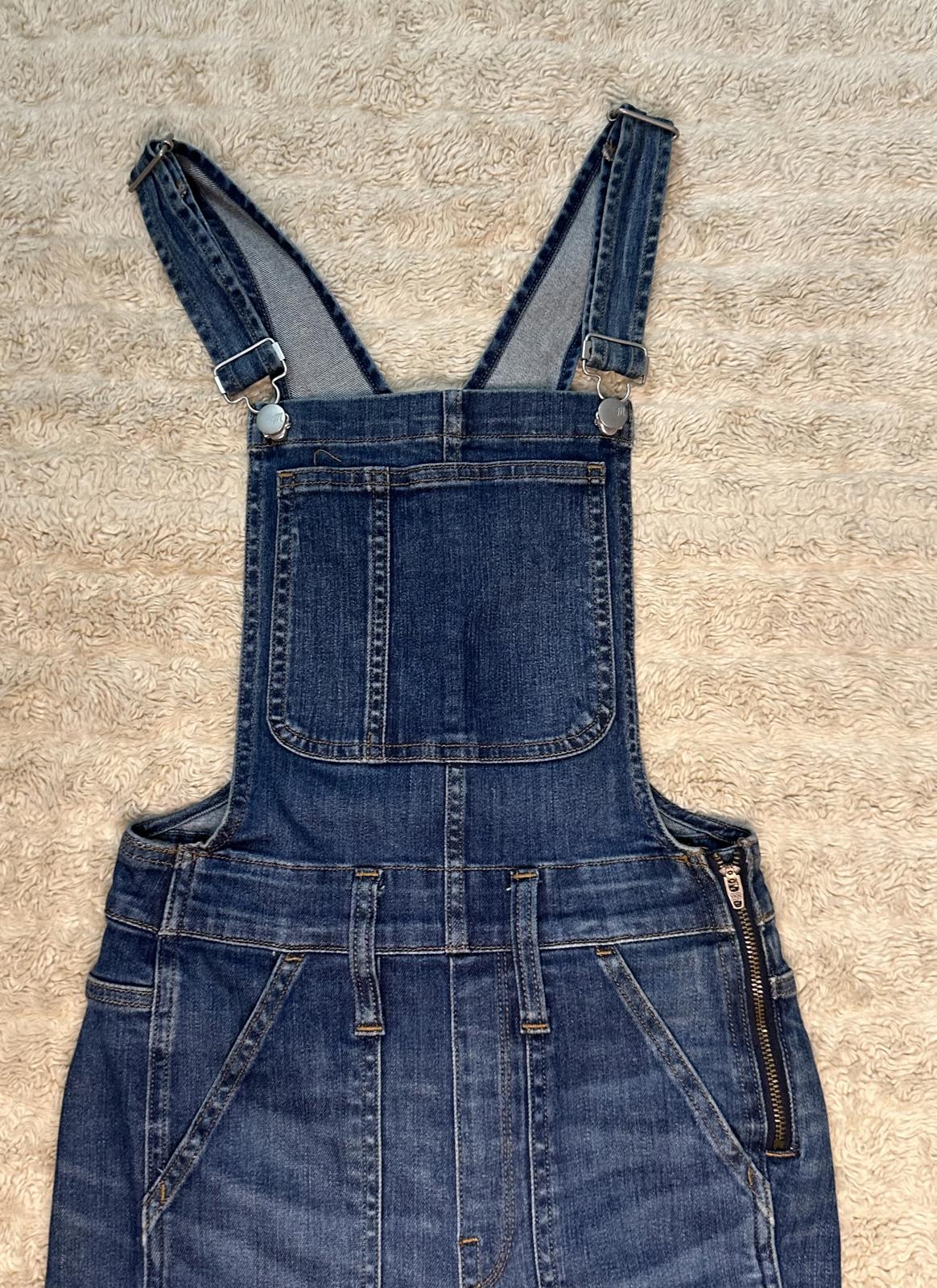 Madewell classic medium wash skinny frayed hem denim overalls Size XXS