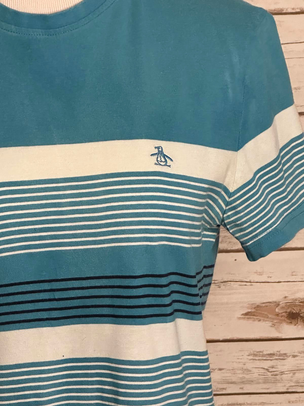 Original Penguin turquoise striped cotton short sleeve t-shirt Size Small