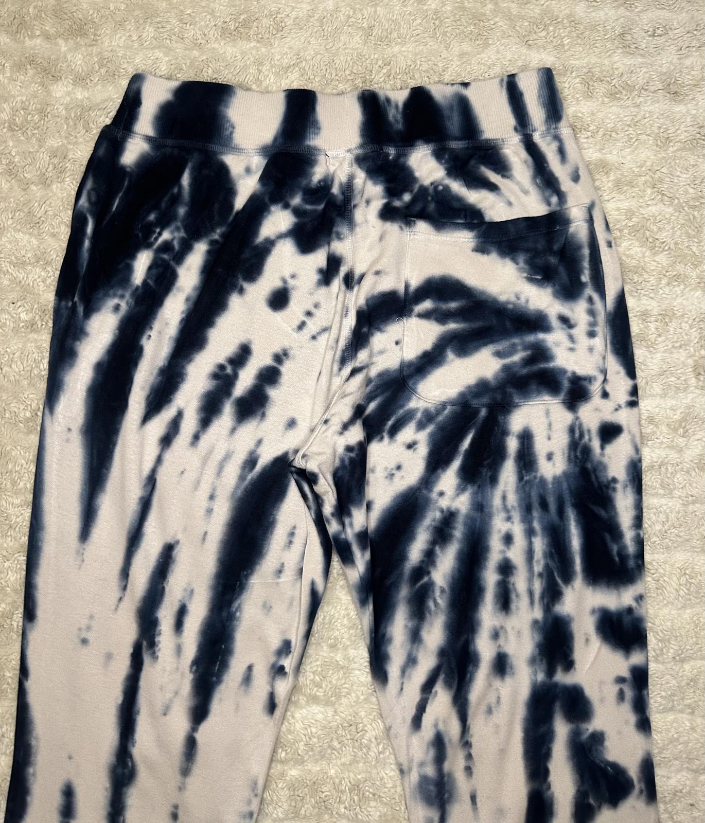 Young, Fabulous & Broke athleisure teal/cream tie-dyed joggers Size Large