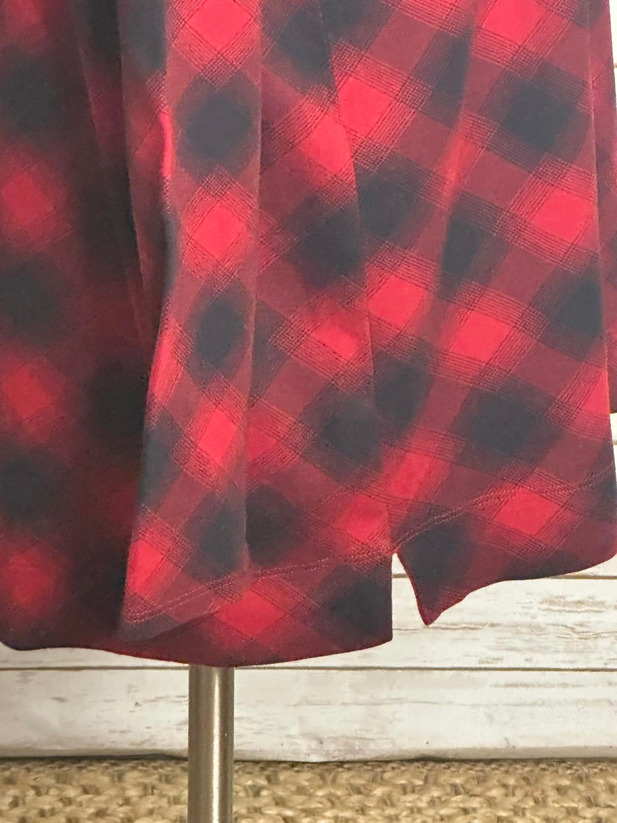 J. Jill red/black plaid loungewear Simply Supima scoop neck tunic Size Large